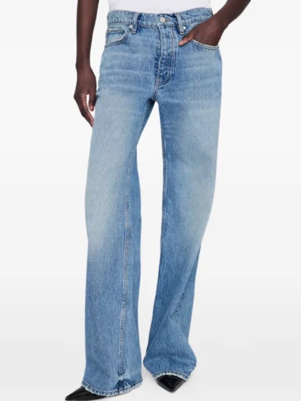 Anine Bing Light Blue Button-Fly Straight-Leg Jeans